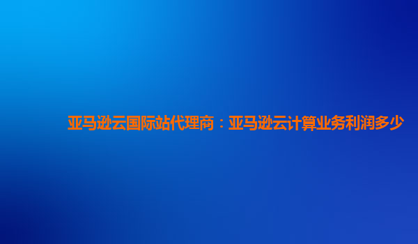 亚马逊云国际站代理商：亚马逊云计算业务利润多少