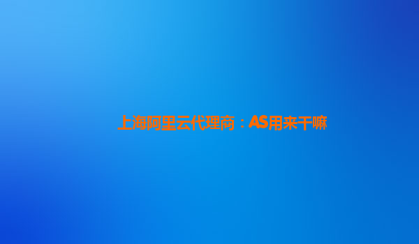 上海阿里云代理商：AS用来干嘛