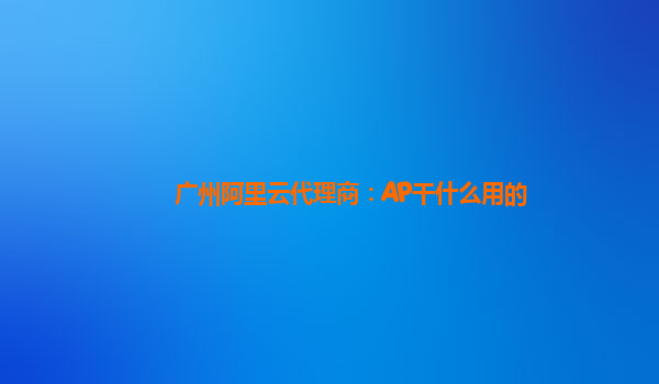 广州阿里云代理商：AP干什么用的