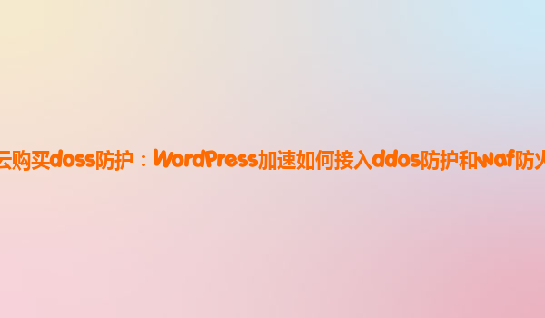亚马逊云购买doss防护：WordPress加速如何接入ddos防护和waf防火墙？