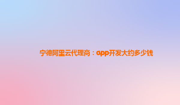 宁德阿里云代理商：app开发大约多少钱