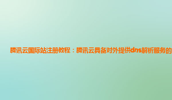 腾讯云国际站注册教程：腾讯云具备对外提供dns解析服务的能力