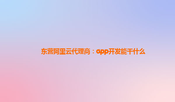 东营阿里云代理商：app开发能干什么