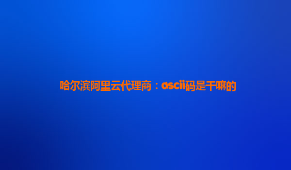 哈尔滨阿里云代理商：ascii码是干嘛的