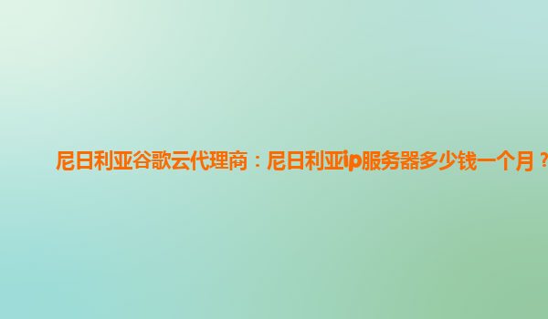尼日利亚谷歌云代理商：尼日利亚ip服务器多少钱一个月？