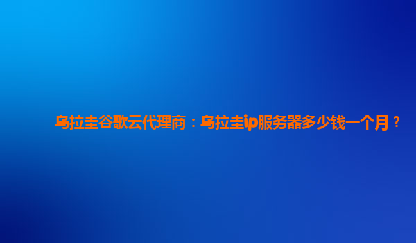 乌拉圭谷歌云代理商：乌拉圭ip服务器多少钱一个月？