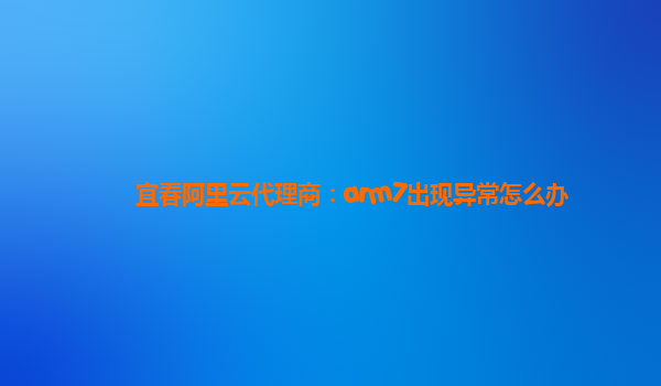 宜春阿里云代理商：arm7出现异常怎么办