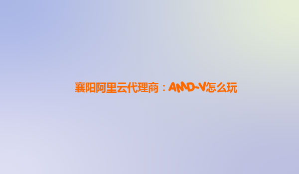 襄阳阿里云代理商：AMD-V怎么玩