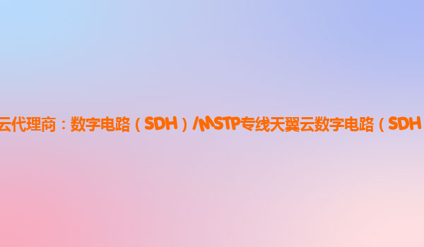 菏泽天翼云代理商：数字电路（SDH）/MSTP专线天翼云数字电路（SDH）/MSTP专线