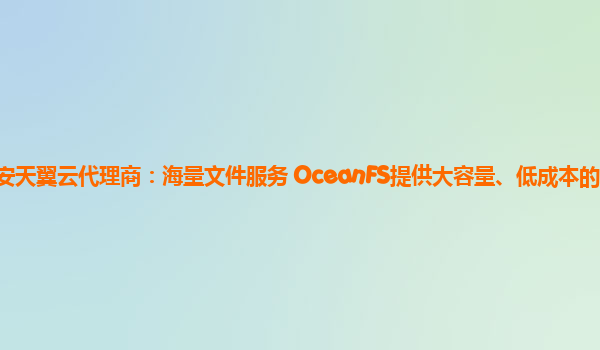 西安天翼云代理商：海量文件服务 OceanFS提供大容量、低成本的文件系统