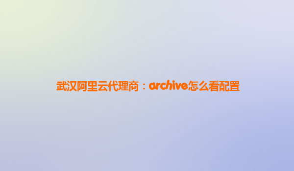 武汉阿里云代理商：archive怎么看配置