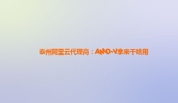 泰州阿里云代理商：AMD-V拿来干啥用