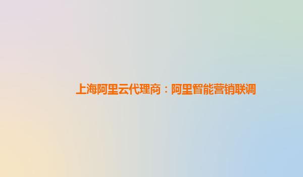 上海阿里云代理商：阿里智能营销联调