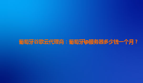 葡萄牙谷歌云代理商：葡萄牙ip服务器多少钱一个月？