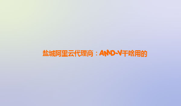 盐城阿里云代理商：AMD-V干啥用的