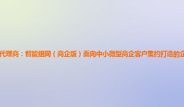 珠海天翼云代理商：智能组网（商企版）面向中小微型商企客户集约打造的企业内部智能组网服务型产品