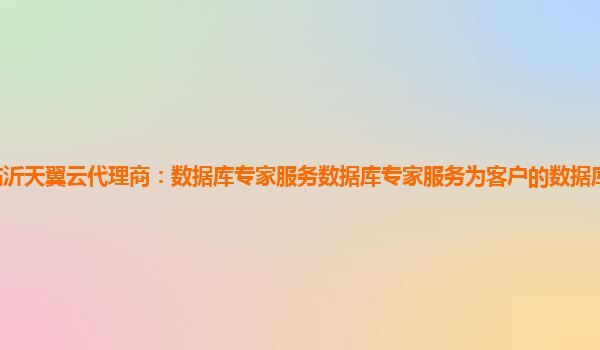 临沂天翼云代理商：数据库专家服务数据库专家服务为客户的数据库系统保驾护航