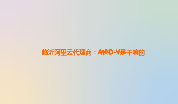 临沂阿里云代理商：AMD-V是干嘛的
