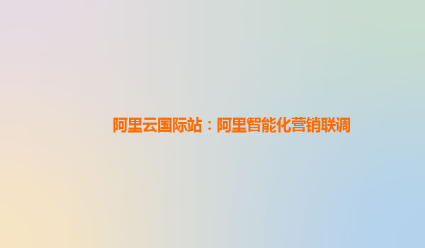 阿里云国际站：阿里智能化营销联调