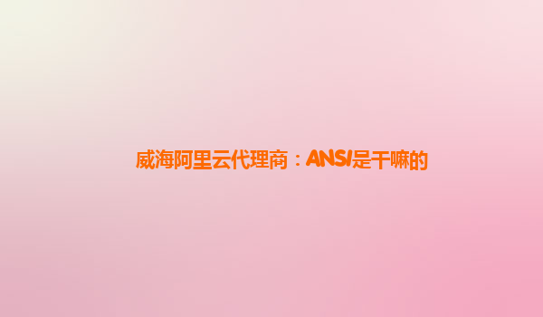 威海阿里云代理商：ANSI是干嘛的
