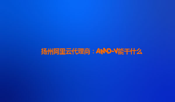 扬州阿里云代理商：AMD-V能干什么