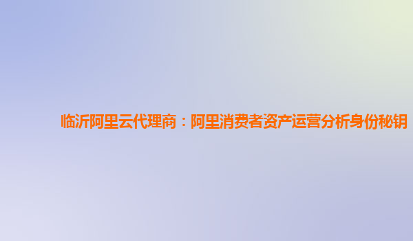临沂阿里云代理商：阿里消费者资产运营分析身份秘钥