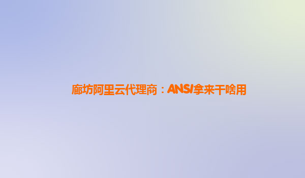 廊坊阿里云代理商：ANSI拿来干啥用