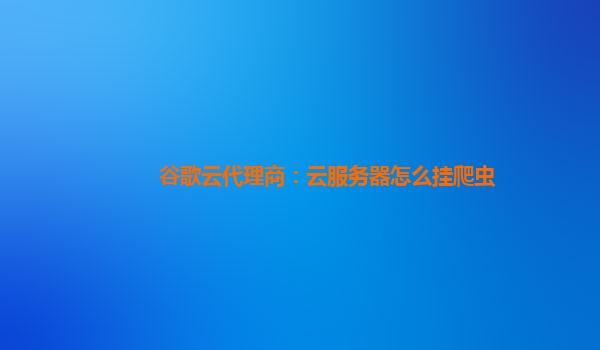 谷歌云代理商：云服务器怎么挂爬虫