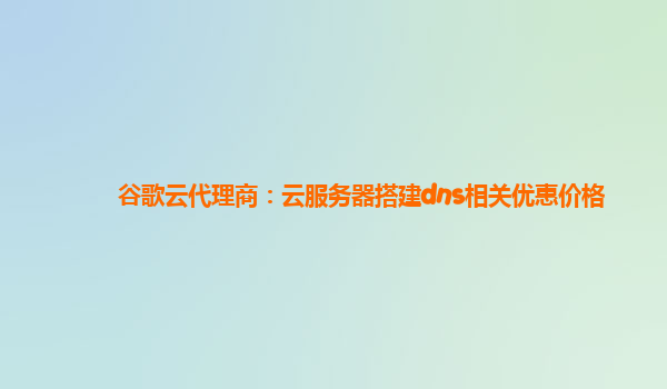 谷歌云代理商：云服务器搭建dns相关优惠价格