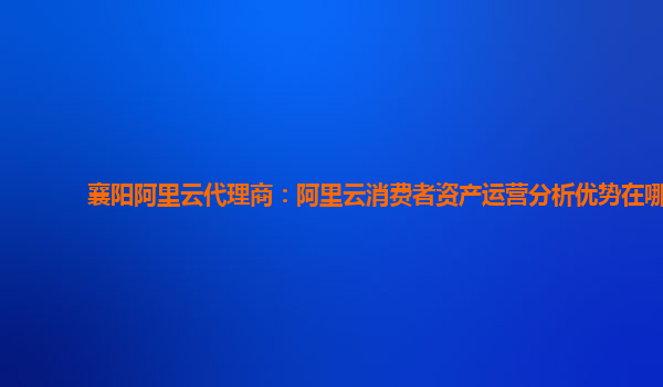 襄阳阿里云代理商：阿里云消费者资产运营分析优势在哪