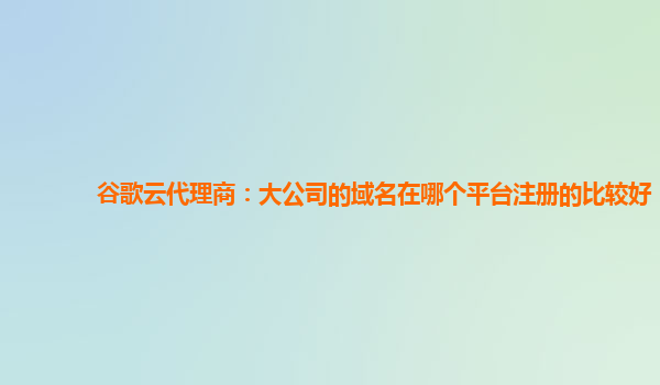 谷歌云代理商：大公司的域名在哪个平台注册的比较好