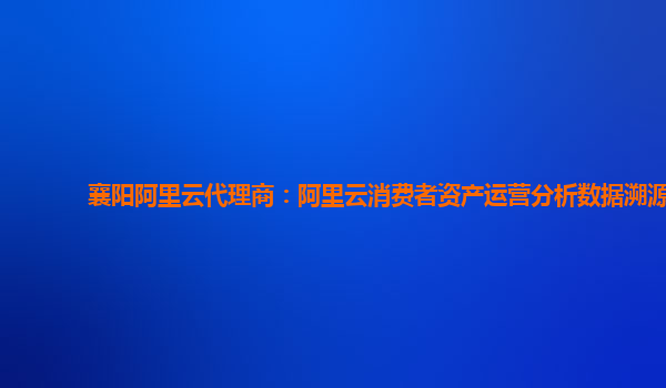 襄阳阿里云代理商：阿里云消费者资产运营分析数据溯源