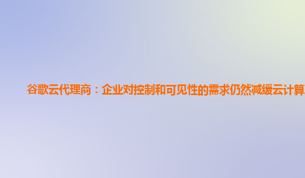 谷歌云代理商：企业对控制和可见性的需求仍然减缓云计算应用