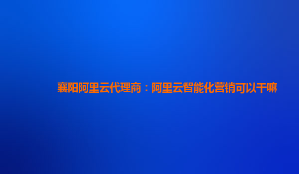 襄阳阿里云代理商：阿里云智能化营销可以干嘛