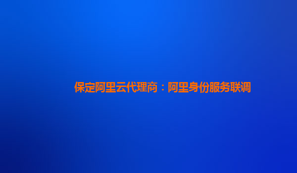保定阿里云代理商：阿里身份服务联调