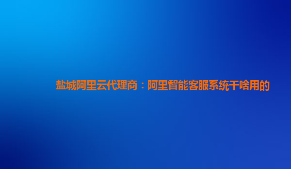 盐城阿里云代理商：阿里智能客服系统干啥用的