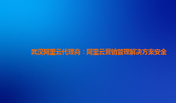 武汉阿里云代理商：阿里云营销管理解决方案安全