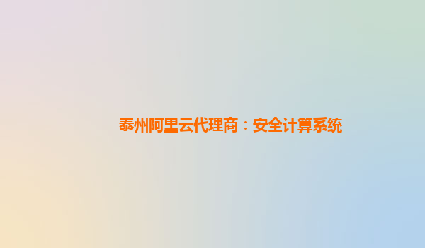 泰州阿里云代理商：安全计算系统