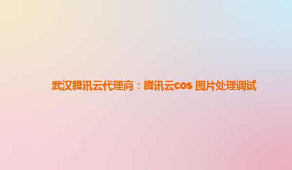 武汉腾讯云代理商：腾讯云cos 图片处理调试