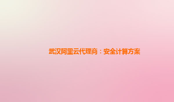武汉阿里云代理商：安全计算方案