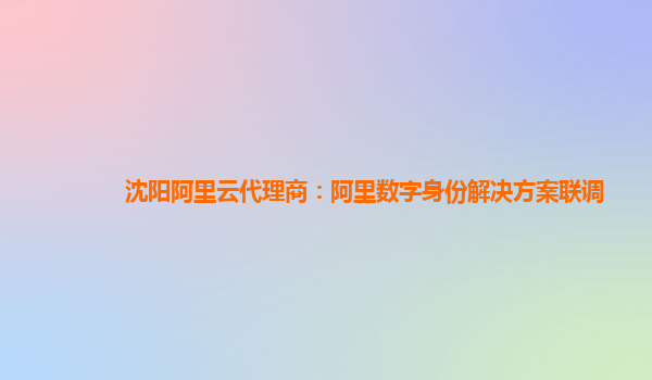 沈阳阿里云代理商：阿里数字身份解决方案联调