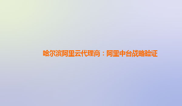 哈尔滨阿里云代理商：阿里中台战略验证