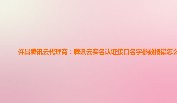 许昌腾讯云代理商：腾讯云实名认证接口名字参数报错怎么办