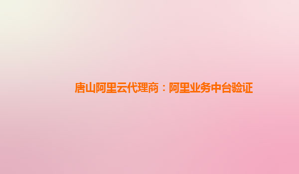 唐山阿里云代理商：阿里业务中台验证