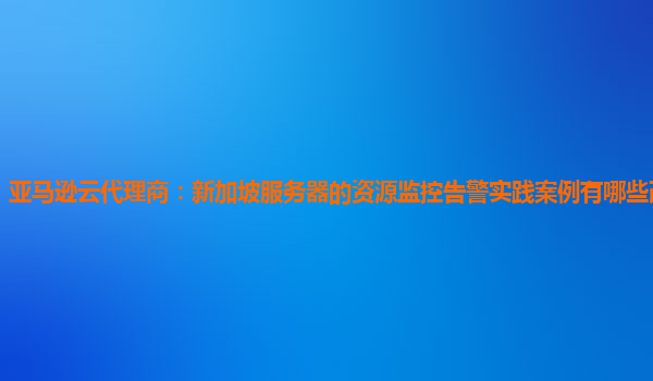 亚马逊云代理商：新加坡服务器的资源监控告警实践案例有哪些改进之处？
