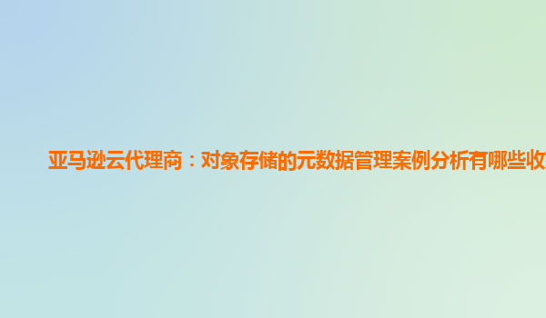 亚马逊云代理商：对象存储的元数据管理案例分析有哪些收获？