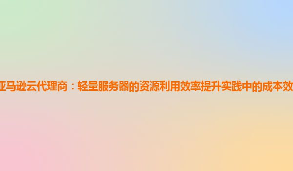 亚马逊云代理商：轻量服务器的资源利用效率提升实践中的成本效益如何分析？