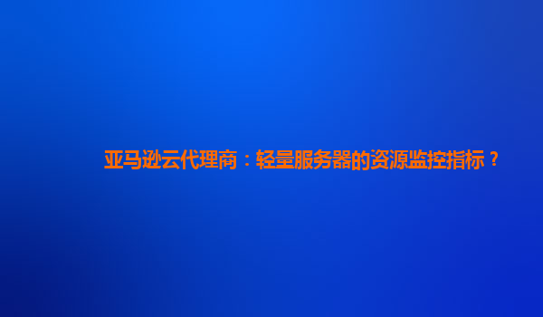 亚马逊云代理商：轻量服务器的资源监控指标？
