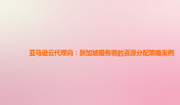 亚马逊云代理商：新加坡服务器的资源分配策略案例