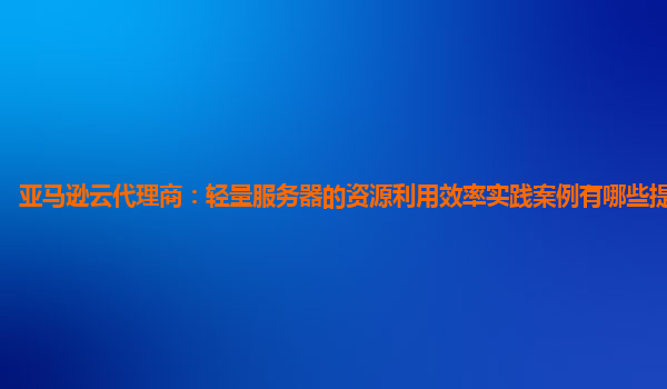 亚马逊云代理商：轻量服务器的资源利用效率实践案例有哪些提升空间？
